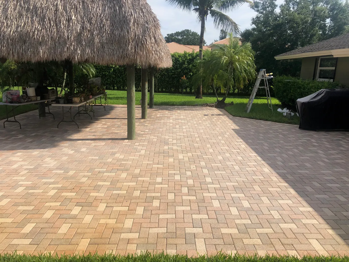 Multicolor paver patio after SignaSeal enhancement